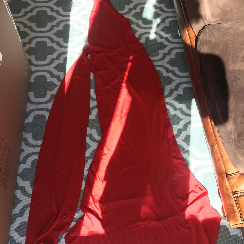 S (4) Red One Shoulder Maxi backless Dress Gown Formal - Picture 13 of 13